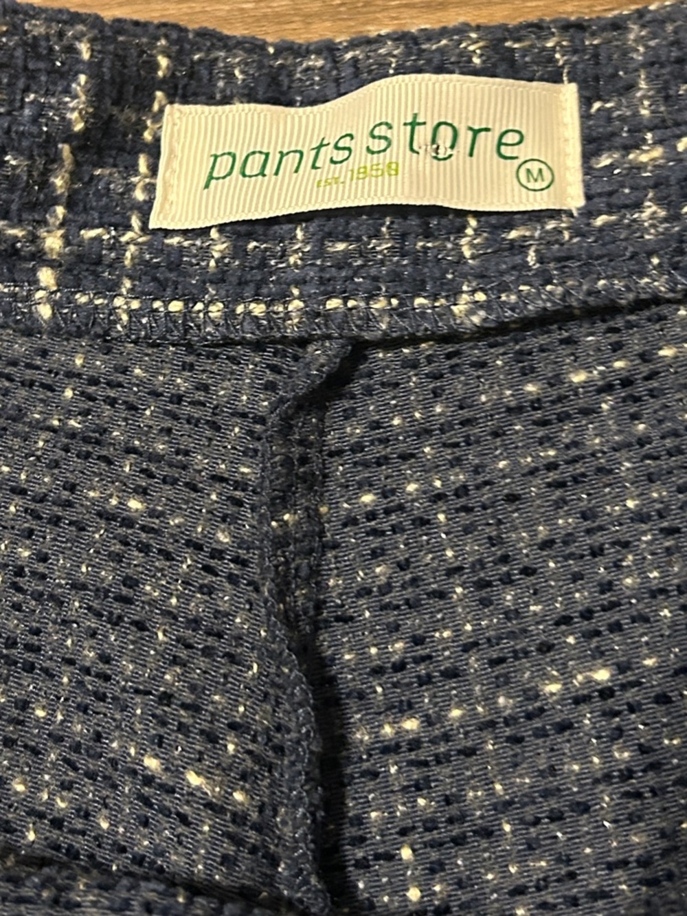 High-Waist Navy & White Tweed Women's Shorts The Pants Store Vintage Size Medium - Picture 4 of 7